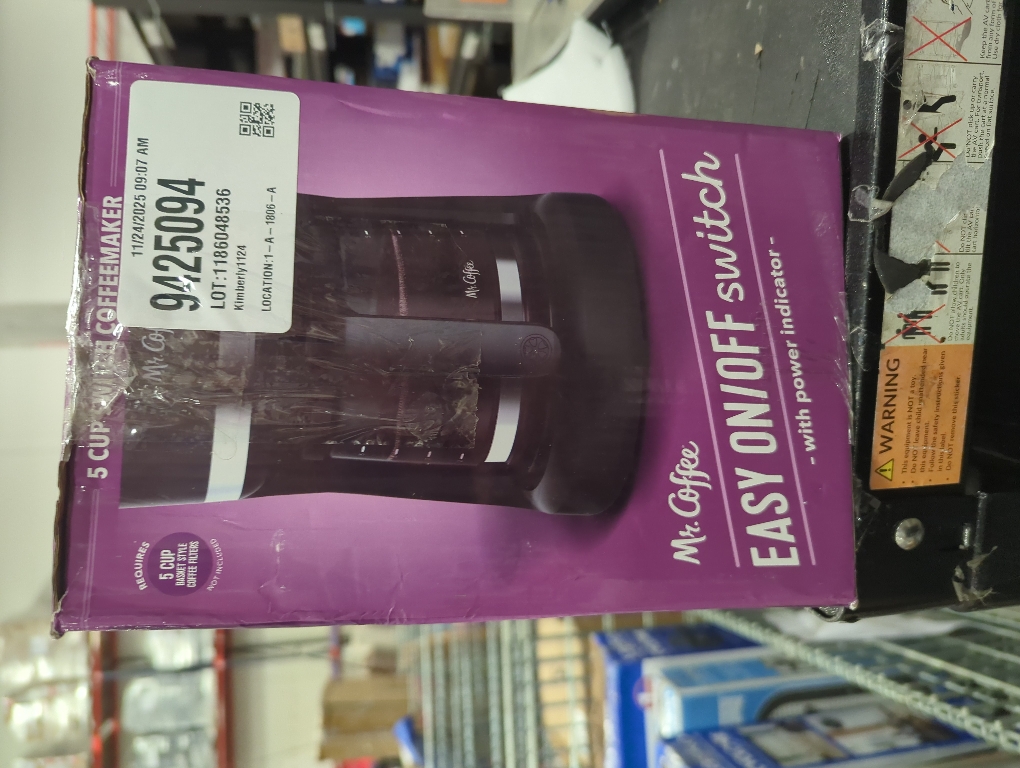 Mr. Coffee 5-Cup Switch Coffee Maker Black: Small Drip Coffee Machine, Electric, Paper Filter, 25 oz Capacity