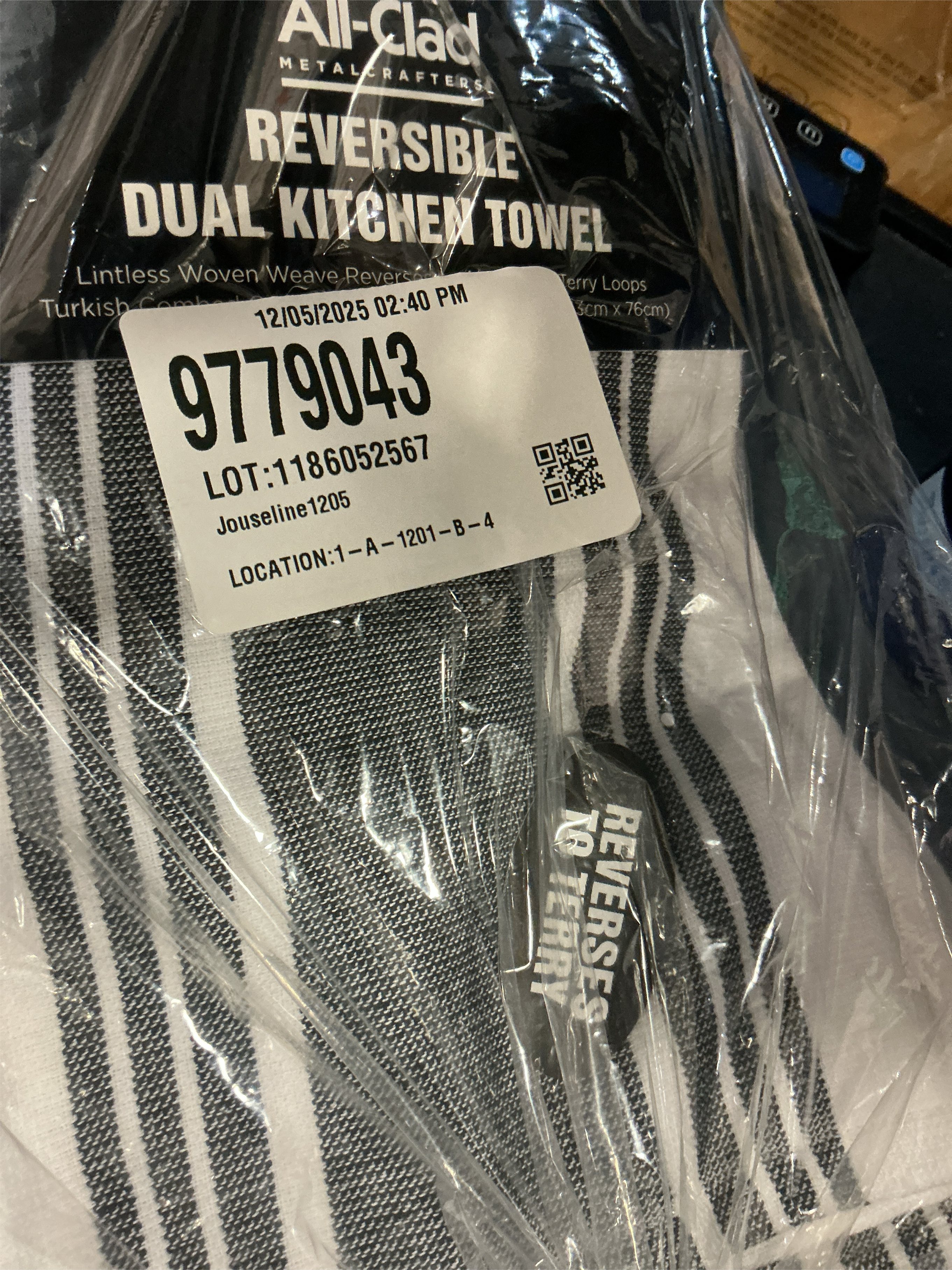 3 packs All-Clad Striped Dual Kitchen Towel in Pewter