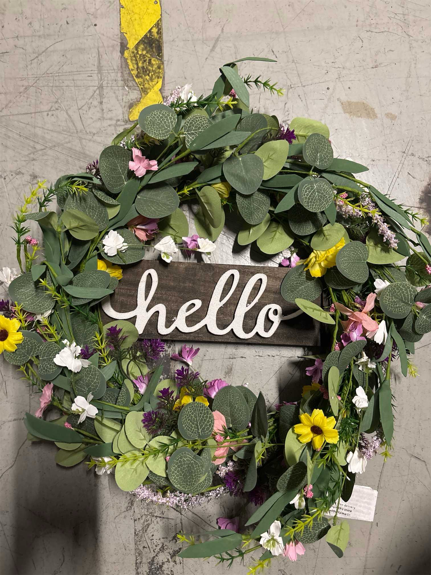 Summer Wreath for Front Door Colorful Daisy Floral Spring Wreath with Hello Sign Eucalyptus Wildflower Wreaths for Indoor Outdoor Wall Window Festival Wedding Farmhouse Celebrations Decor
