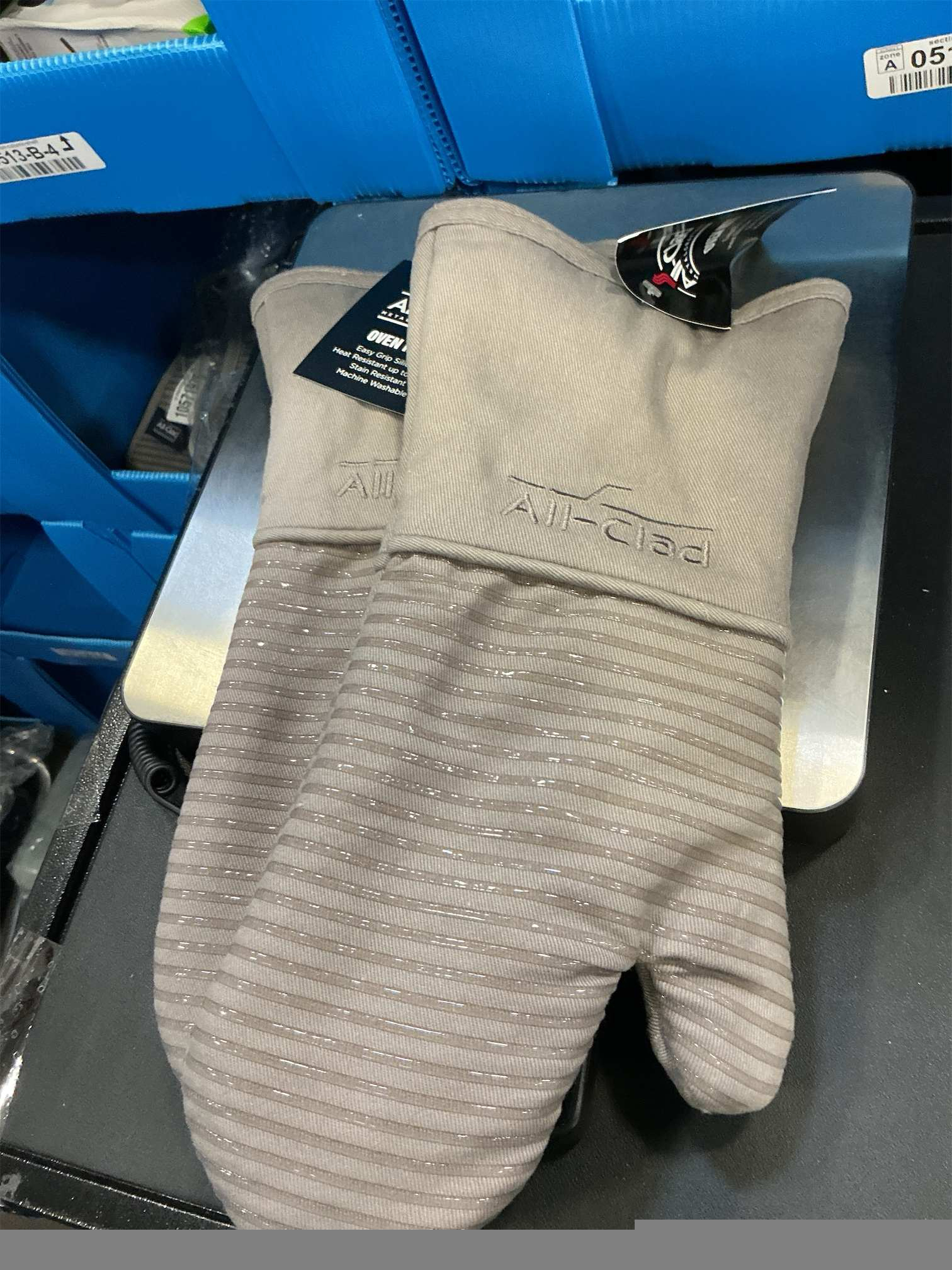 All-Clad Silicone Oven Mitts: Heat Resistant up to 500 Degrees - 100% Cotton & Silicone, 14x7 Oven Mitt for Kitchen and Barbeque, 2-Pack, Cappuccino