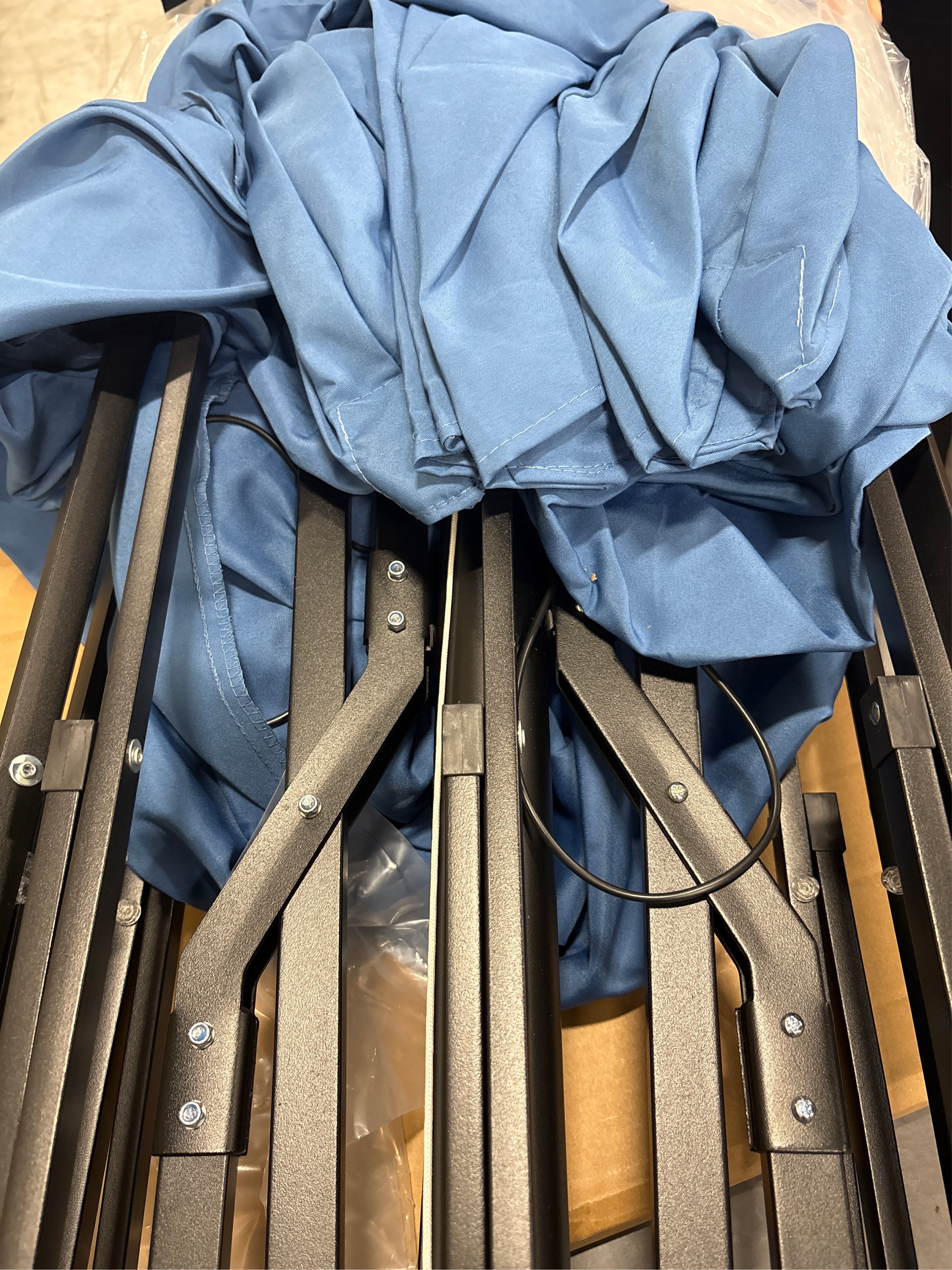 Tangkula 13FT Double-sided Patio Umbrella, Extra Large Twin Table Umbrella with Crank Handle, Umbrella Base, Safety Lock, Air Vent, Outdoor Market Umbrella for Garden Pool Backyard  ( COLOR light blue ) see the pictures for the color