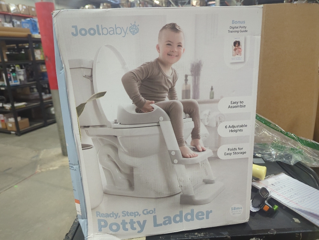 Jool Baby Potty Training Seat with 2 Step Ladder for Toddlers - Splash Guard, Adjustable Height (Gray)