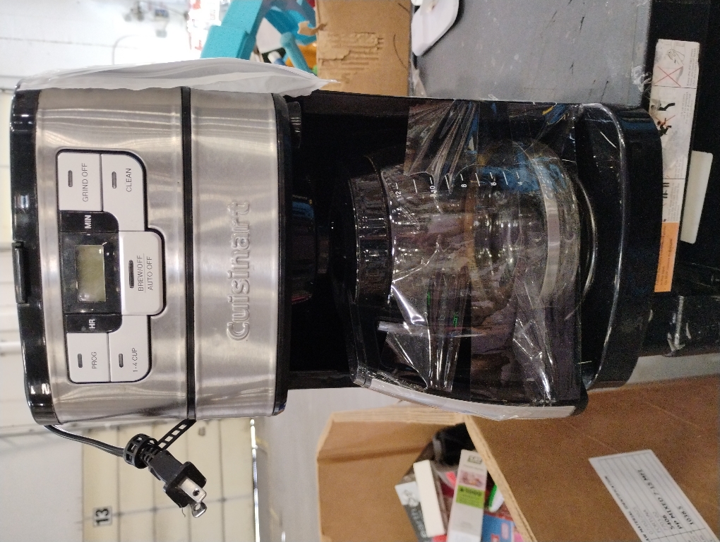 Cuisinart Automatic Grind & Brew 12-Cup Coffee Maker with Blade Grinder, Programmable Coffee Machine Glass Carafe with 1-4 Cup Setting, Brew Pause, Grind-Off Option, DGB-400NAS, Black/Stainless Steel