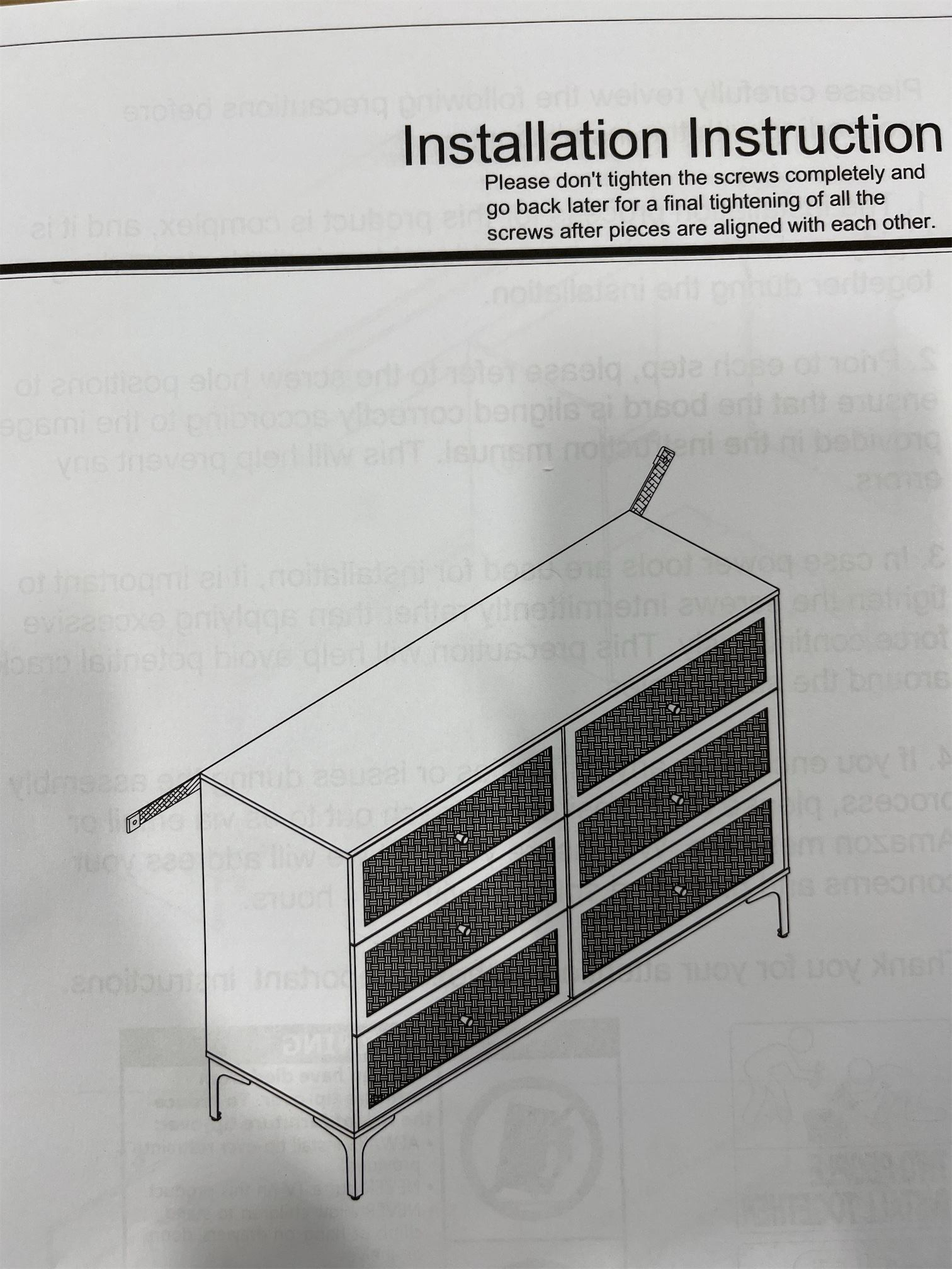 Crestlive Products Rattan Dresser, 6-Drawer Dresser for Bedroom Modern Wide Storage Chest Organizer Unit with Fabric Bins (The color of the product is different, see the picture)