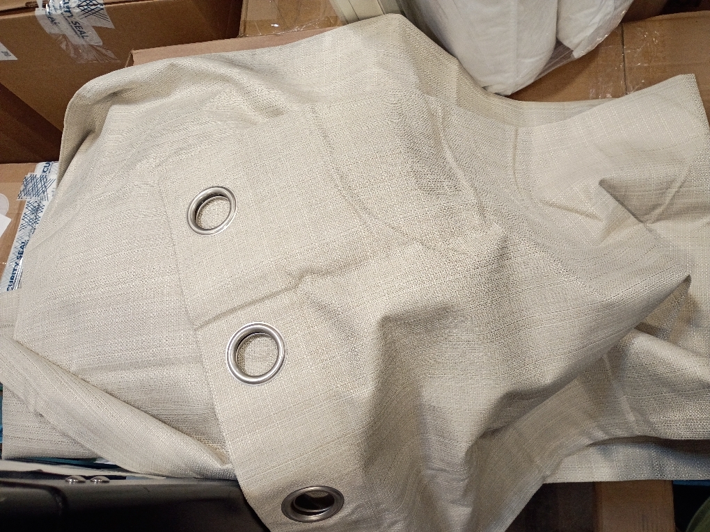 MIULEE 100% Blackout Linen Textured Curtains for Bedroom Solid Thermal Insulated Natural Beige Grommet Room Darkening Curtains & Drapes Luxury Decor for Living Room Nursery 52 x 84 Inch (2 Panels)