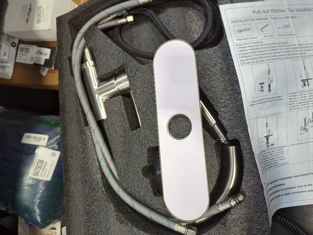 Kitchen Faucet with Pull Down Sprayer SUS304 Stainless Steel High Arc Brushed Nickel Pull Out Kitchen Sink Faucets Utility Laundry Farmhouse Camper Rv Modern for 1 or 3 Hole Sink, KF1-BN