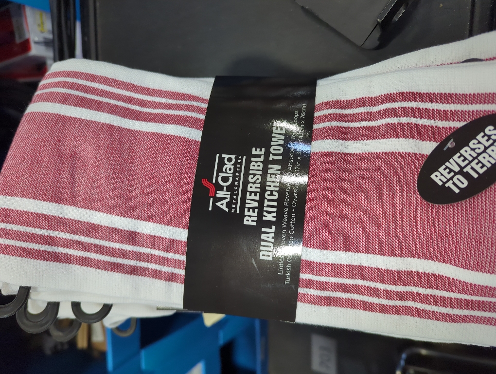 All-Clad Striped Dual Kitchen Towel in Chili 2 pack