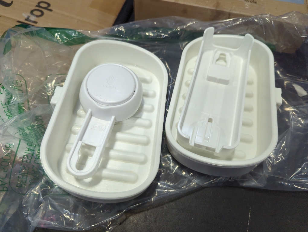 LEVERLOC Soap Dish Holder for Shower Suction Cup Wall Mounted Self Draining NO-Drilling Removable Bar Soap Sponge Holder for Bathroom Bathtub Kitchen Sink Waterproof Strong Vacuum Suction Adhesion