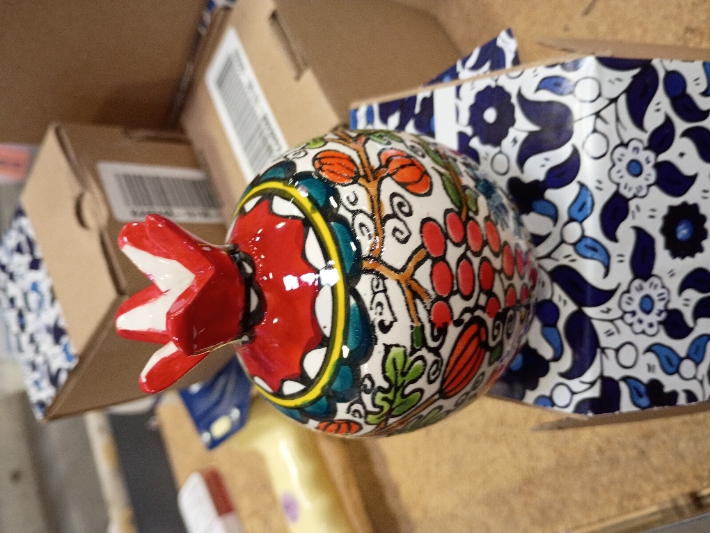 Pomegranate Armenian Ceramic Vase for Flowers Red Decor Israel Ceramic Jewish Home Blessing. Judaica Gifts for tthe Home.