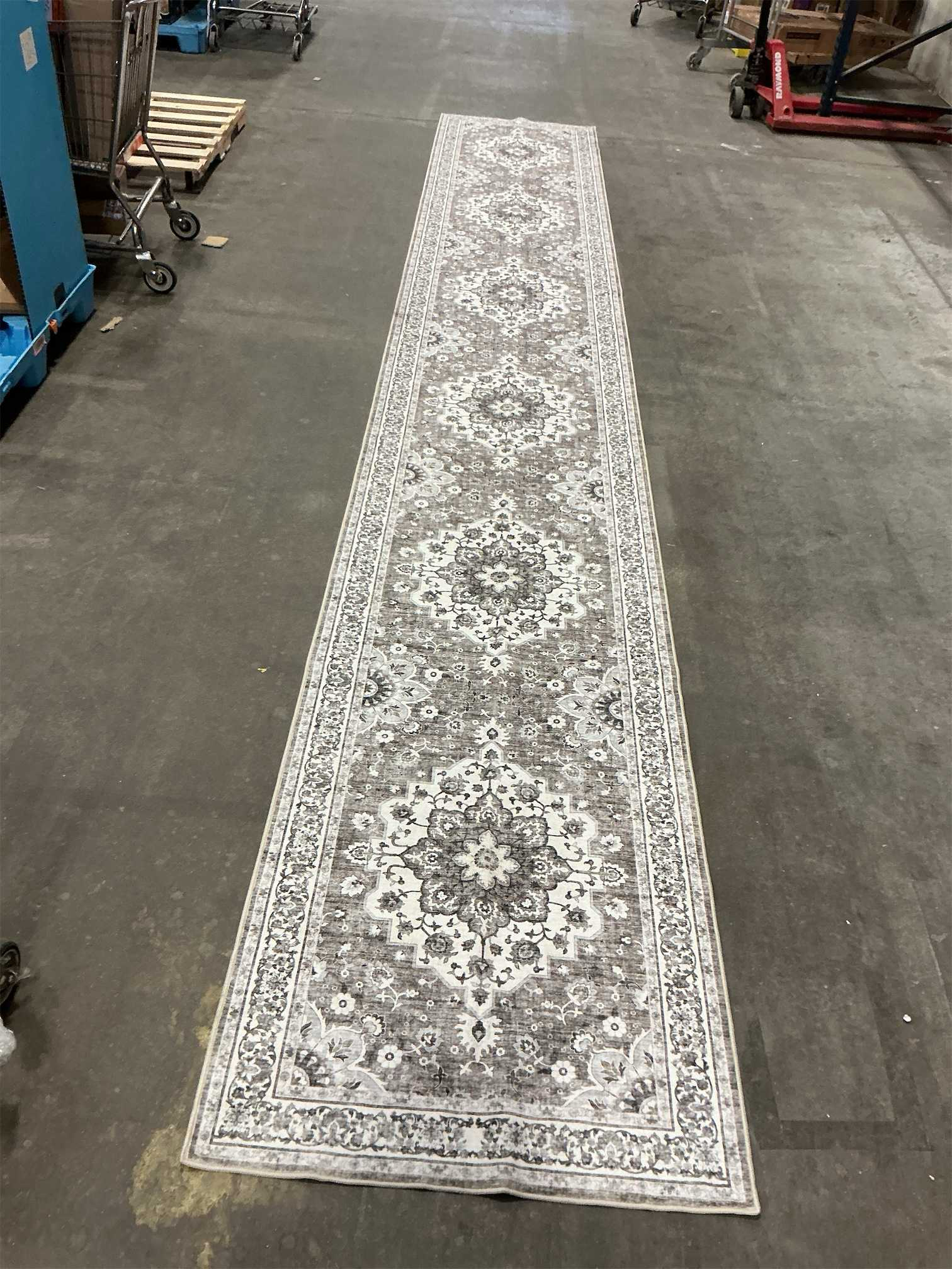 Washable Oriental Hallway Runner Rug - 3x20 Rugs for Living Room Soft Carpet for Bedroom Kitchen Waterproof Floral Distressed Indoor Stain Resistant Non-Shedding Floor Carpets (Beige, 3X20)