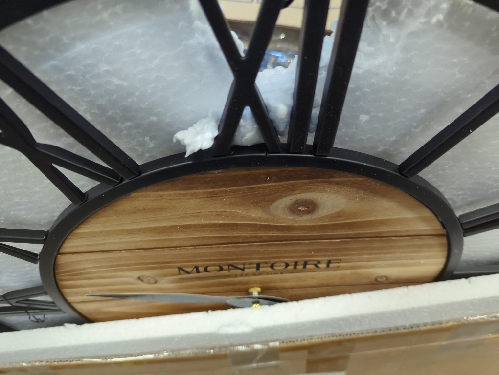 Montoire 24 Inch Wooden Farmhouse Wall Clock, Extra Large for Living Room Decor - Big Rustic Wood Large Round Wall Clock 24 Inches or Larger, Battery Operated with Decorative Roman Numerals