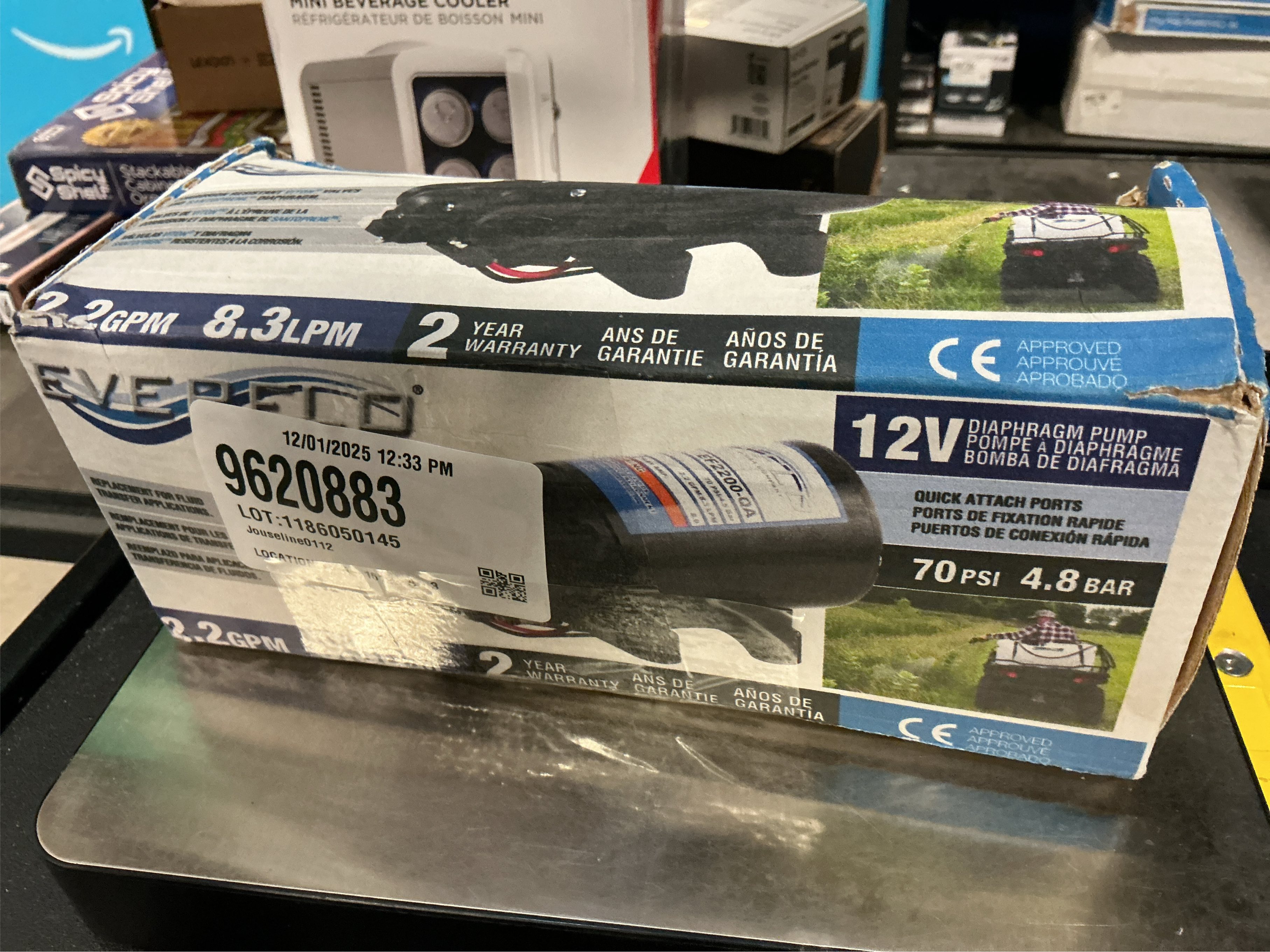 Everflo EF2200-QA-BOX 2.2GPM 12V Diaphragm Pump-Quick Attach Port, Black