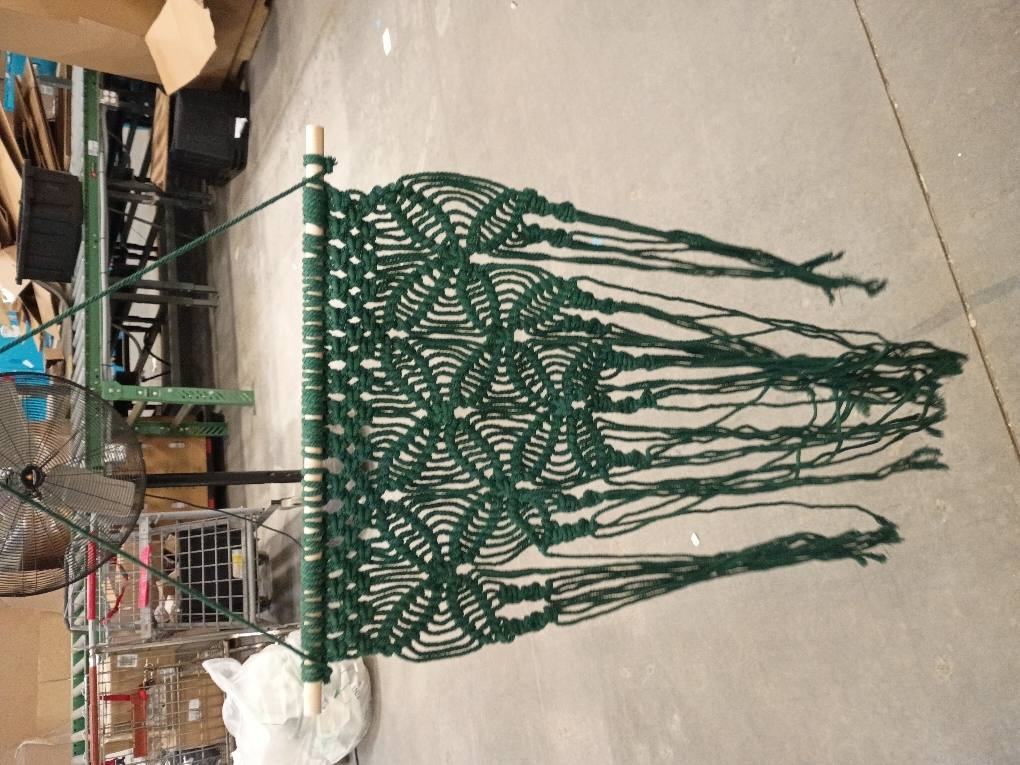 Winterdemoon Handmade Cotton Home Decor Macrame Wall Hanging Deep Green