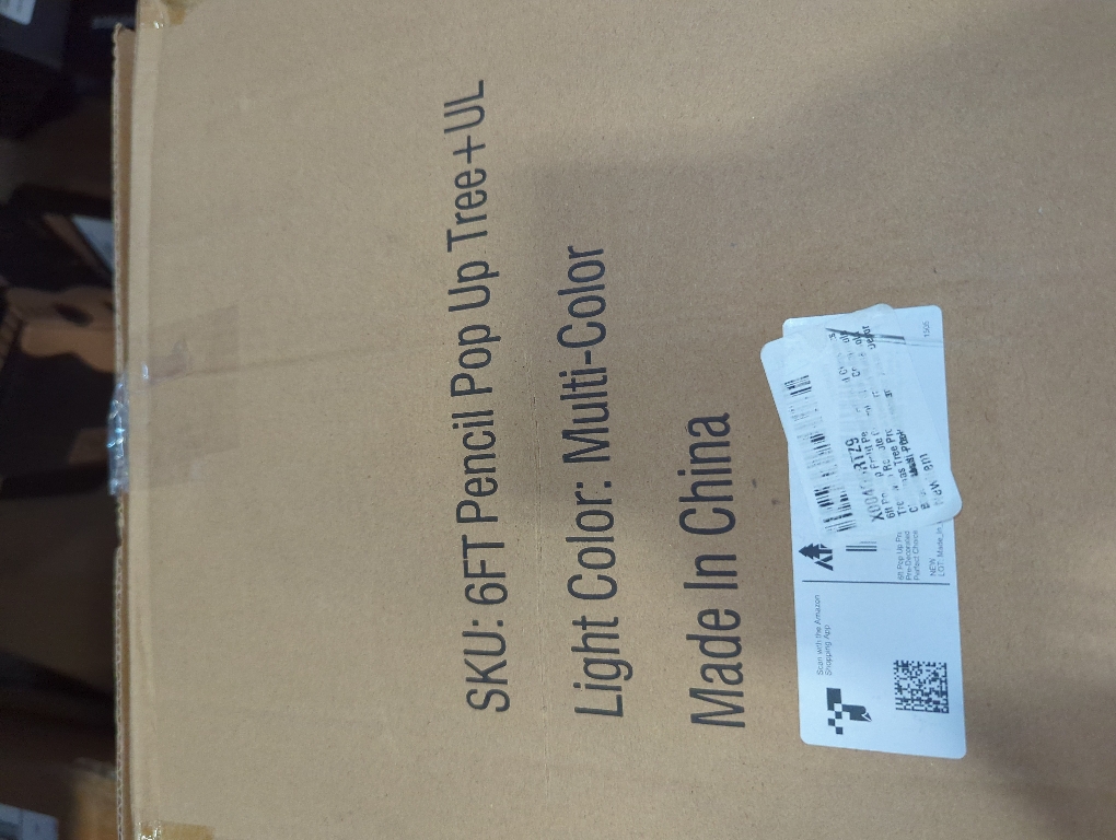 6ft Pop Up Prelit Pencil Artificial Christmas Tree with Remote Control, Slim Collapsible Christmas Tree Pre-Decorated Red&Gold Decorations, Pre-Lit Warm White&Multi-Color Lights for Xmas Decor, 6 FT