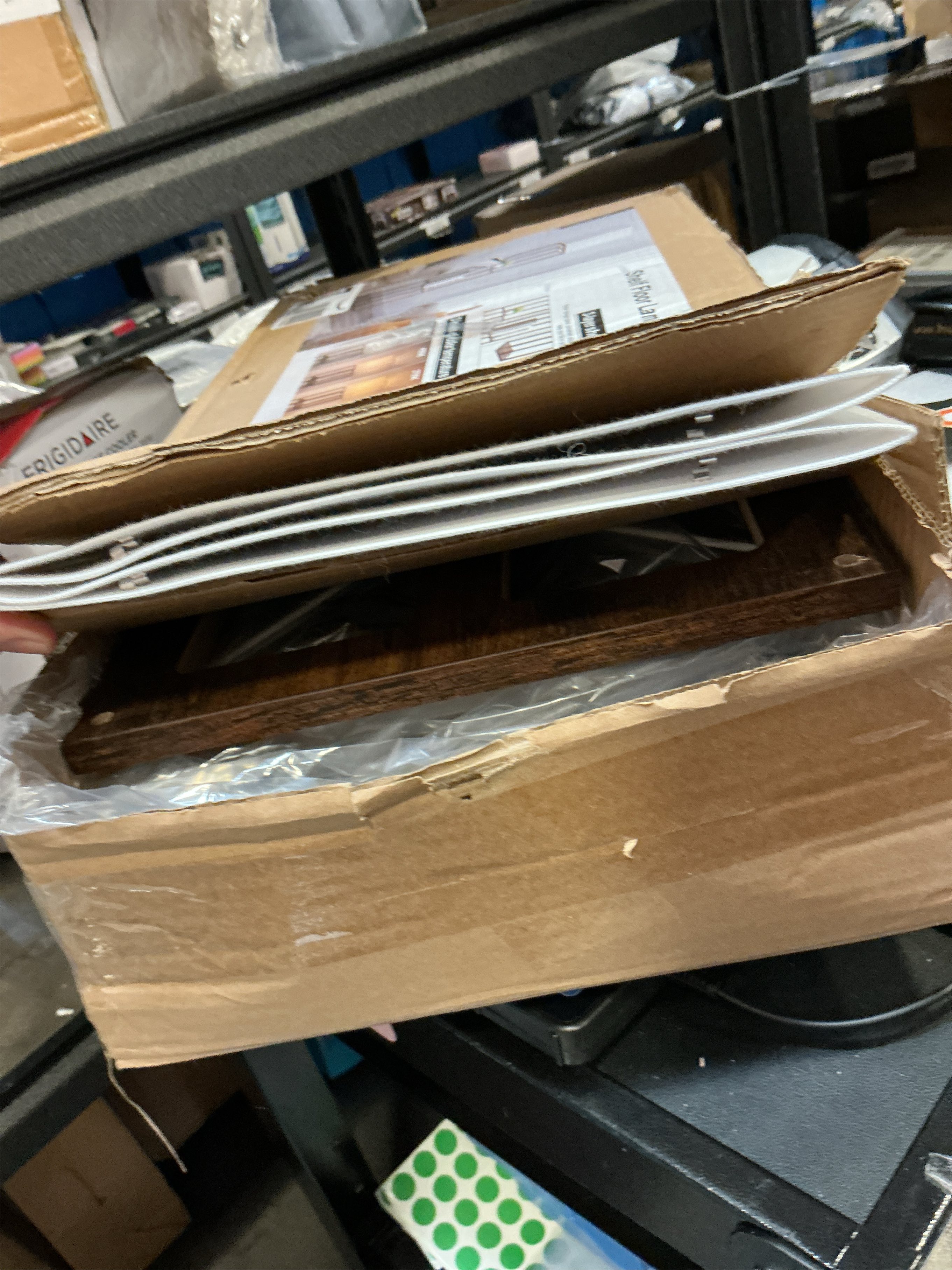 RUNTOP Floor Lamp with Shelves, Modern Shelf Lamp for Display Storage, 3 Color Temperature Wood Narrow Standing Corner Lamp with 8W Bulb for Living Room Decor, Bedroom, Office, Home Decor(Brown)