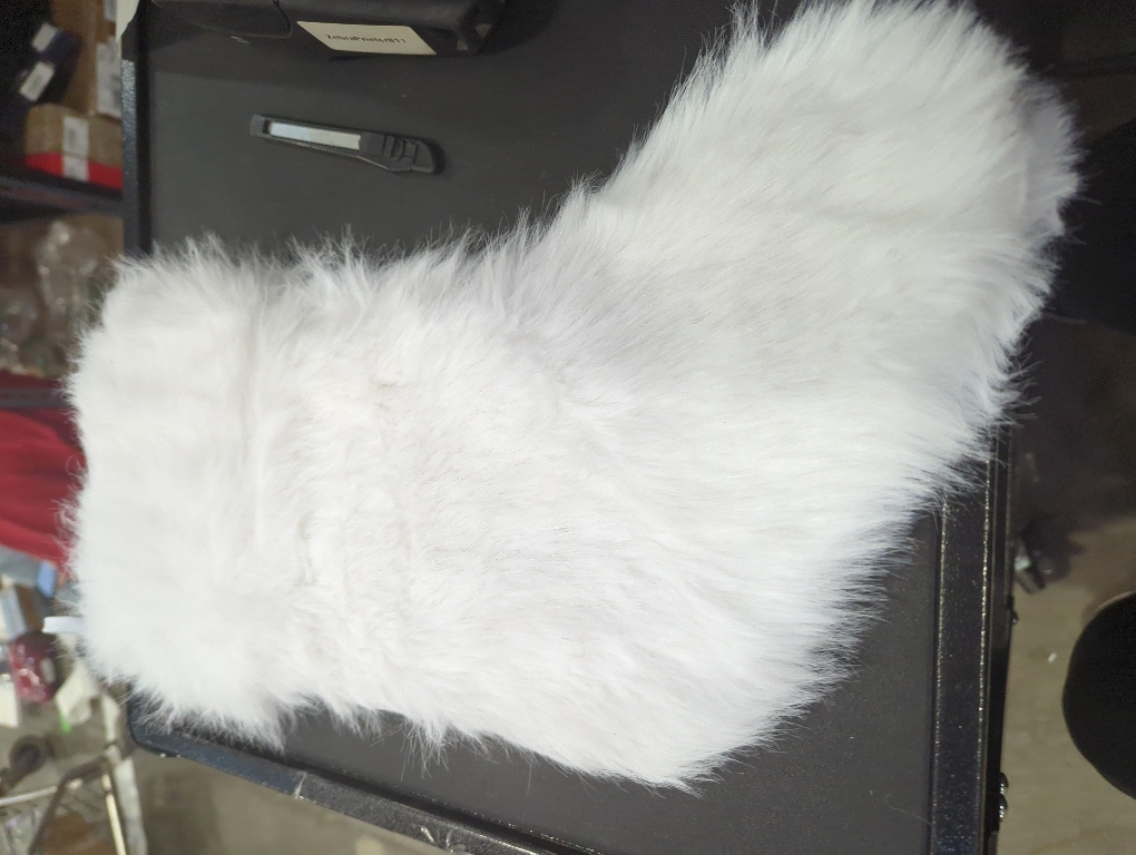 Christmas Stocking ~ Fluffy White Faux Fur Chic, Glam Holiday Design