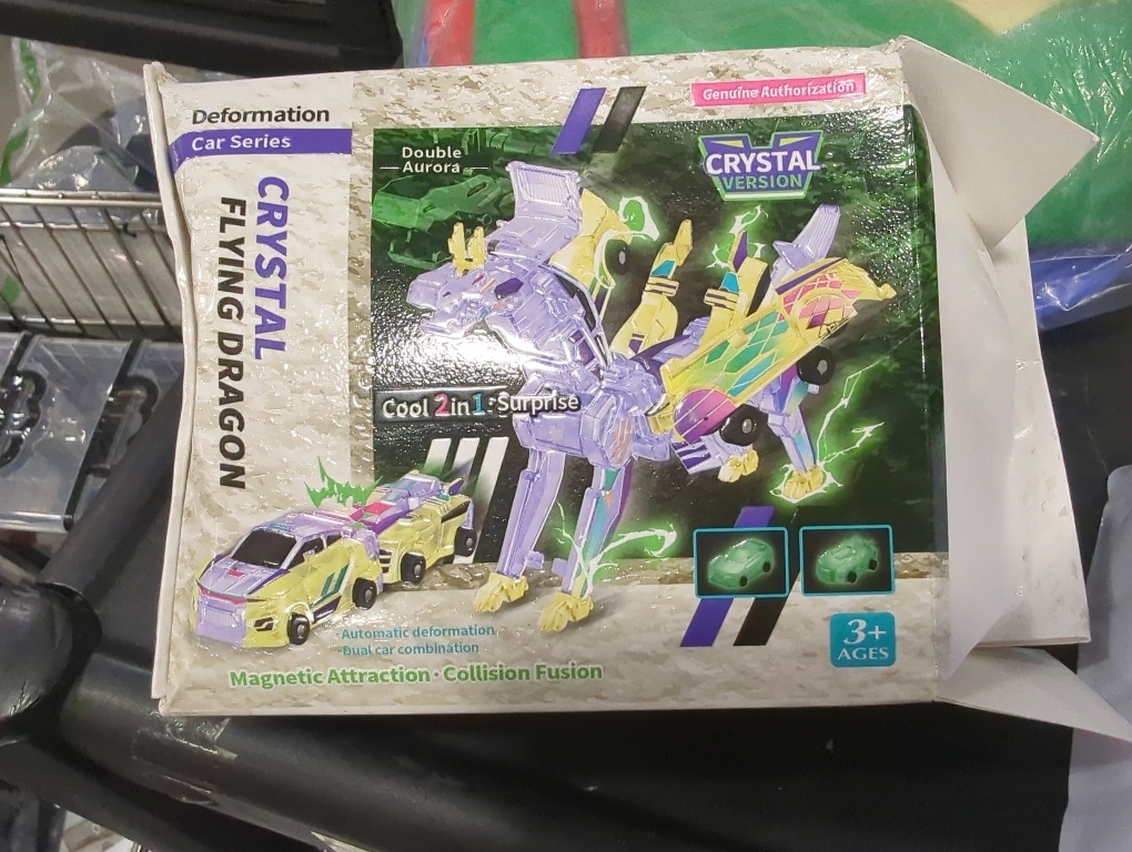 Collision Transforming Dinosaur car Toy | 2-in-1 robo Crash Magnetic Race Cars | Transform into Dinosaurs Robot Toys | for Boys & Girls Age 4-8 (Crystal Purple Dragon)