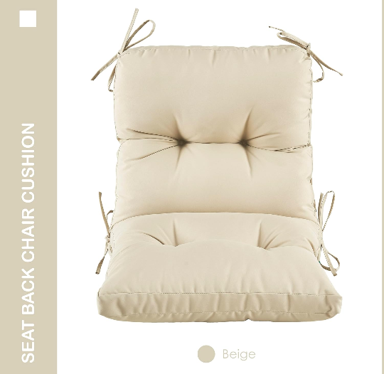 Outdoor Indoor Seat/Back Chair Tufted Cushion,All-Weather Patio Chair Cushion with Ties,for Patio Furniture,