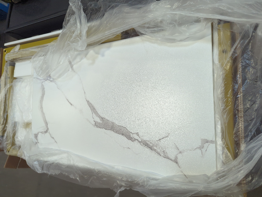 C Shaped Side Table White and Gold