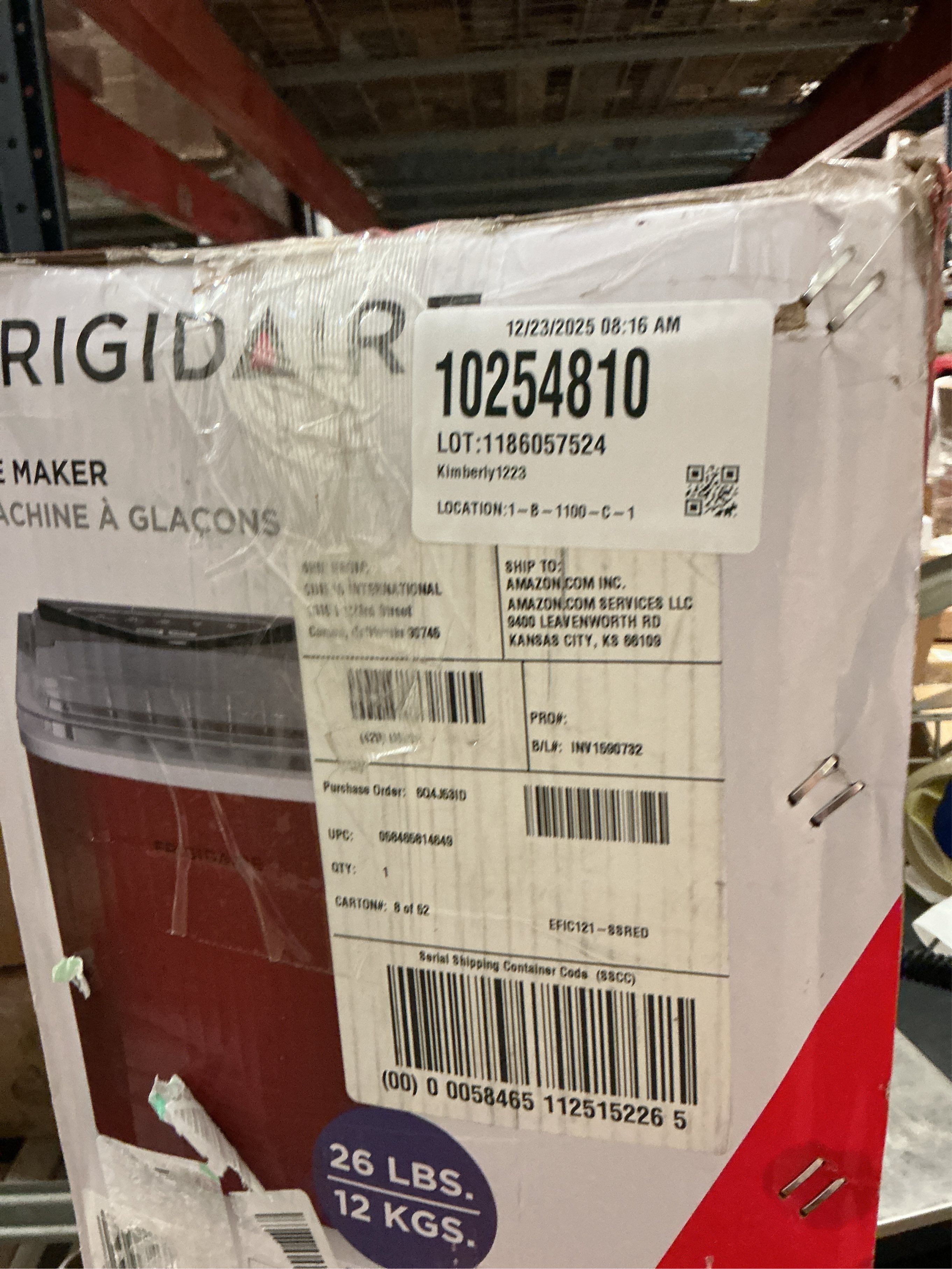 Frigidaire BULLET SHAPED ICE COMPACT RED STAINLESS STEEL ICE MAKER