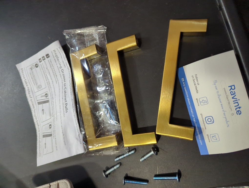 goldenwarm 3 Pack Gold Cabinet Pulls Kitchen Cabinet Handles Gold Drawer Handles - LSJ12GD76 Dresser Drawer Handles for Cabinets Hardware Brushed Brass Pulls 3(76mm) Hole Centers