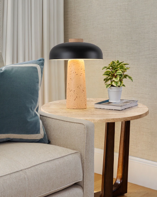 Modern 2-Light Black Mushroom Table Lamp