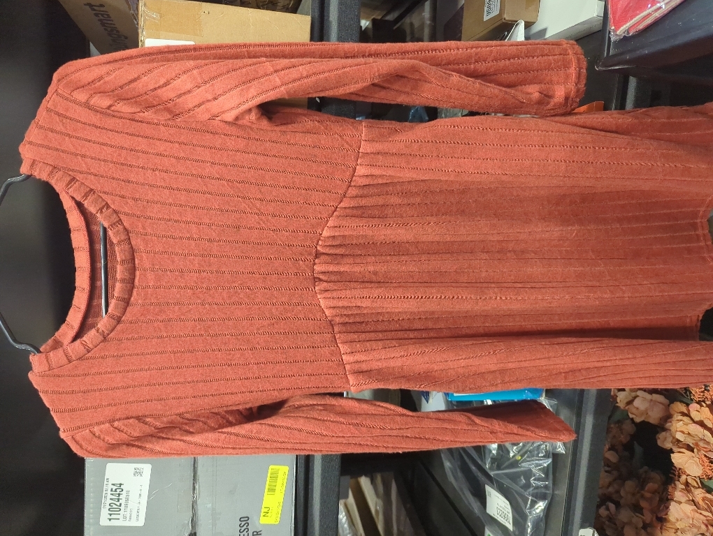 Size M OFEEFAN Long Sleeve Dress for Women Crew Neck Empire Waist Tunic Dress with Pockets