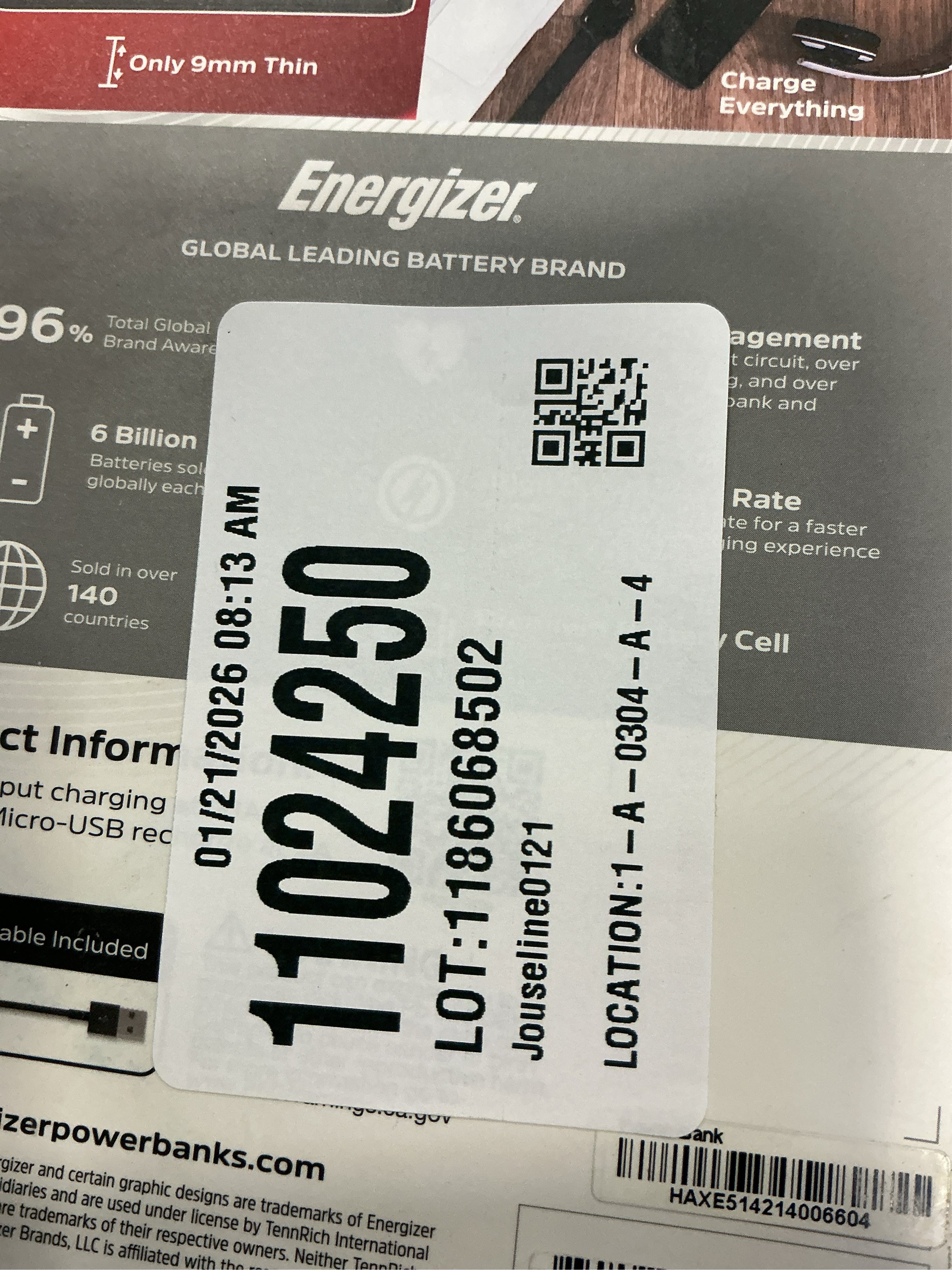 Energizer MAX Power Bank UE5044 5000mAh LiPo Compact Portable Battery Charger