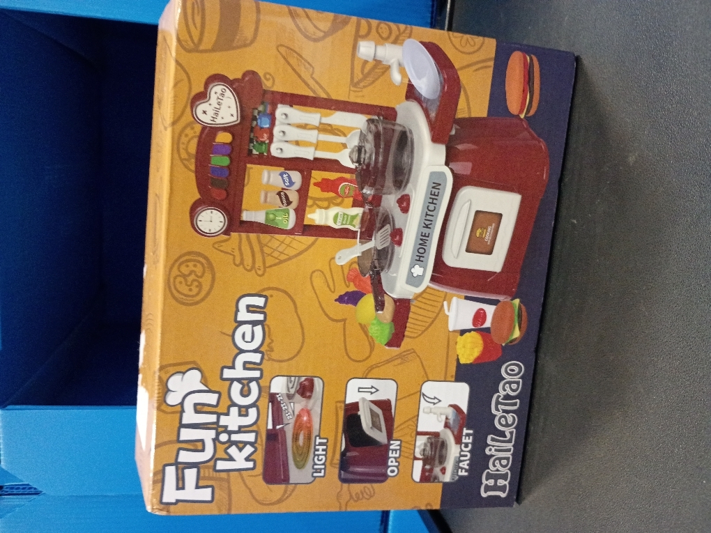 Kitchen Set for Toddler with Sound and Light，Pretend Cooking Food Set,Kids Kitchen Playset，Play Sink with Running Water and Electronic Induction Stove，Kitchen Accessories (Lyons Blue Kitchen)