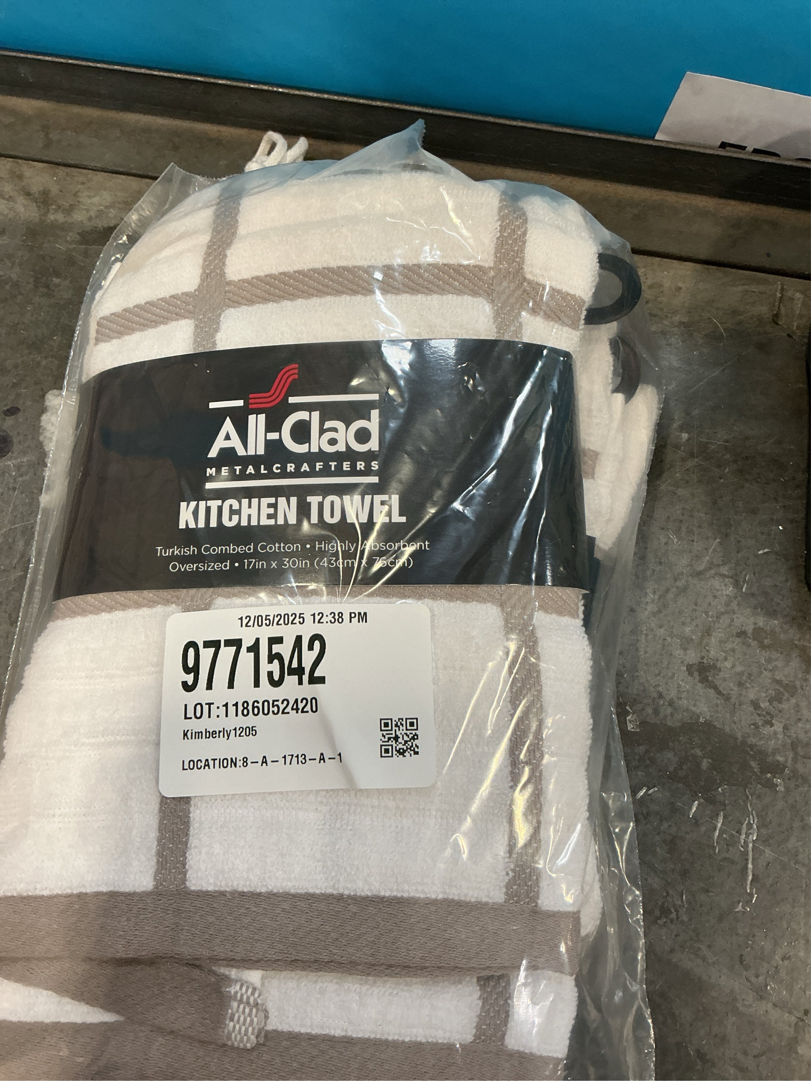 All-Clad Checked Kitchen Towel: Highly Absorbent, Super Soft Long Lasting - 100% Cotton, 17x30 Tea Towel for Cleaning & Drying Dishes, Pans, Glassware, or Countertops, (1-Pack), Titanium Gray