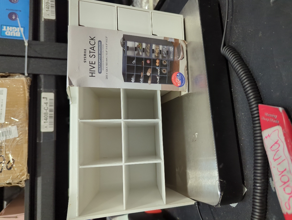 WHITE  Sysmax Hive Stack Desk Organizer – Stackable Pen Holder, Stationary Organizer with Drawers - Office Storage, School Supplies, Makeup (Made in Korea, white)