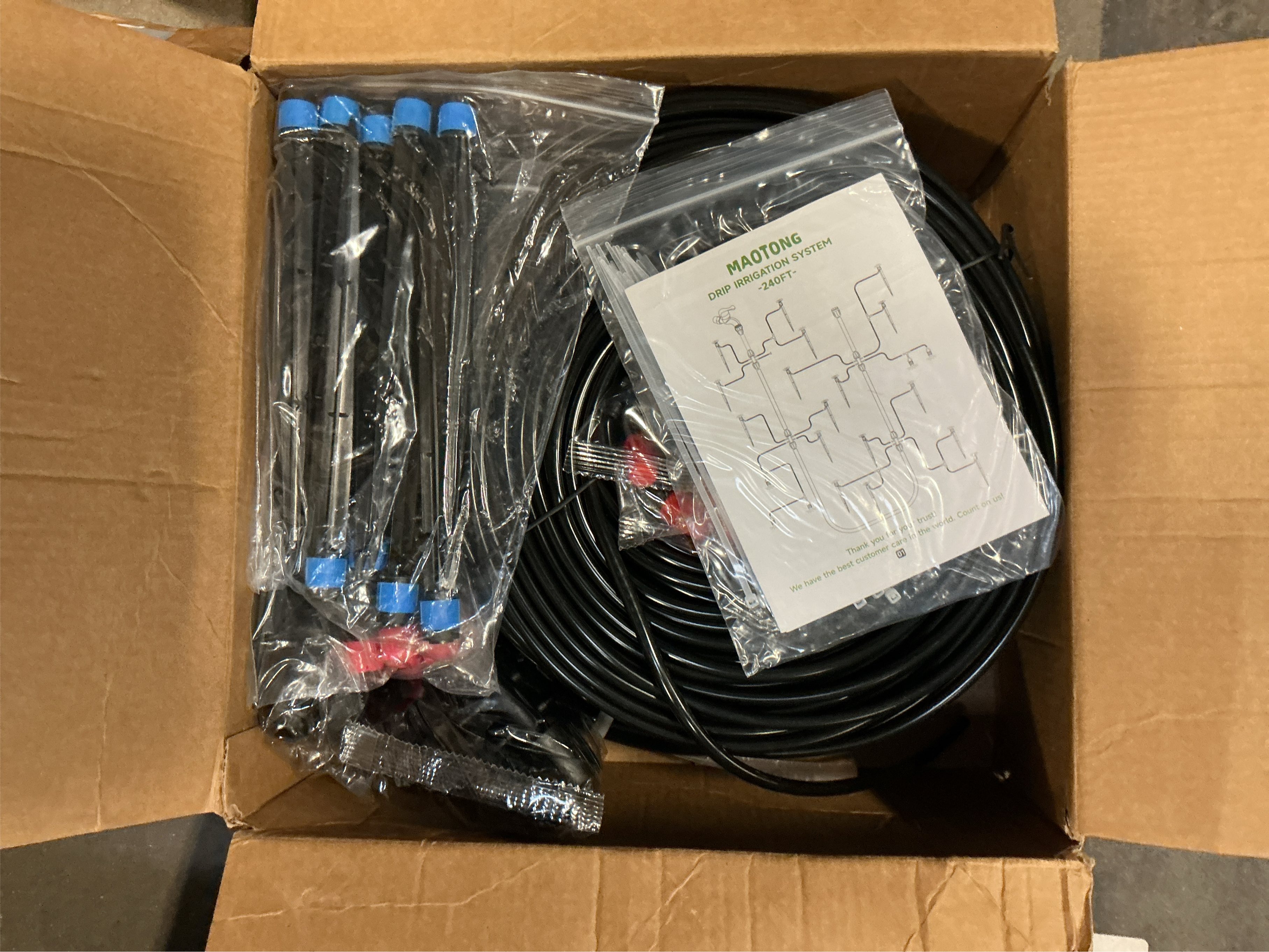 240FT Drip Irrigation System Kit, Automatic Garden Watering Misting System for Greenhouse, Yard, Lawn, Plant with 1/2 inch Hose 1/4 inch Distribution Tubing and Accessories