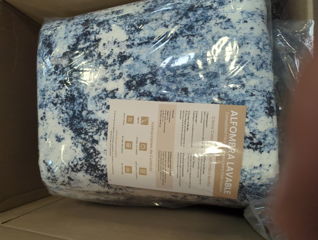 Rugcomf Area Rug 5x7 Washable Rug Boho Soft Abstract Pattern Non-Slip Non-Shedding Faux Wool Vintage for Living Room, Bedroom, Farmhouse, Dining Room, Indoor, Kids Playroom, Blue