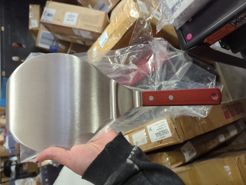 UTENEW Stainless Steel Pizza Spatula Peel Shovel Cake Lifter Wood Handle Plate Holder Baking Tool Baking Homemade Pizza 8Inch