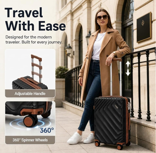 Rosamo 3-Piece Hard Shell Expandable Luggage Set, Airline Approved Carry-On