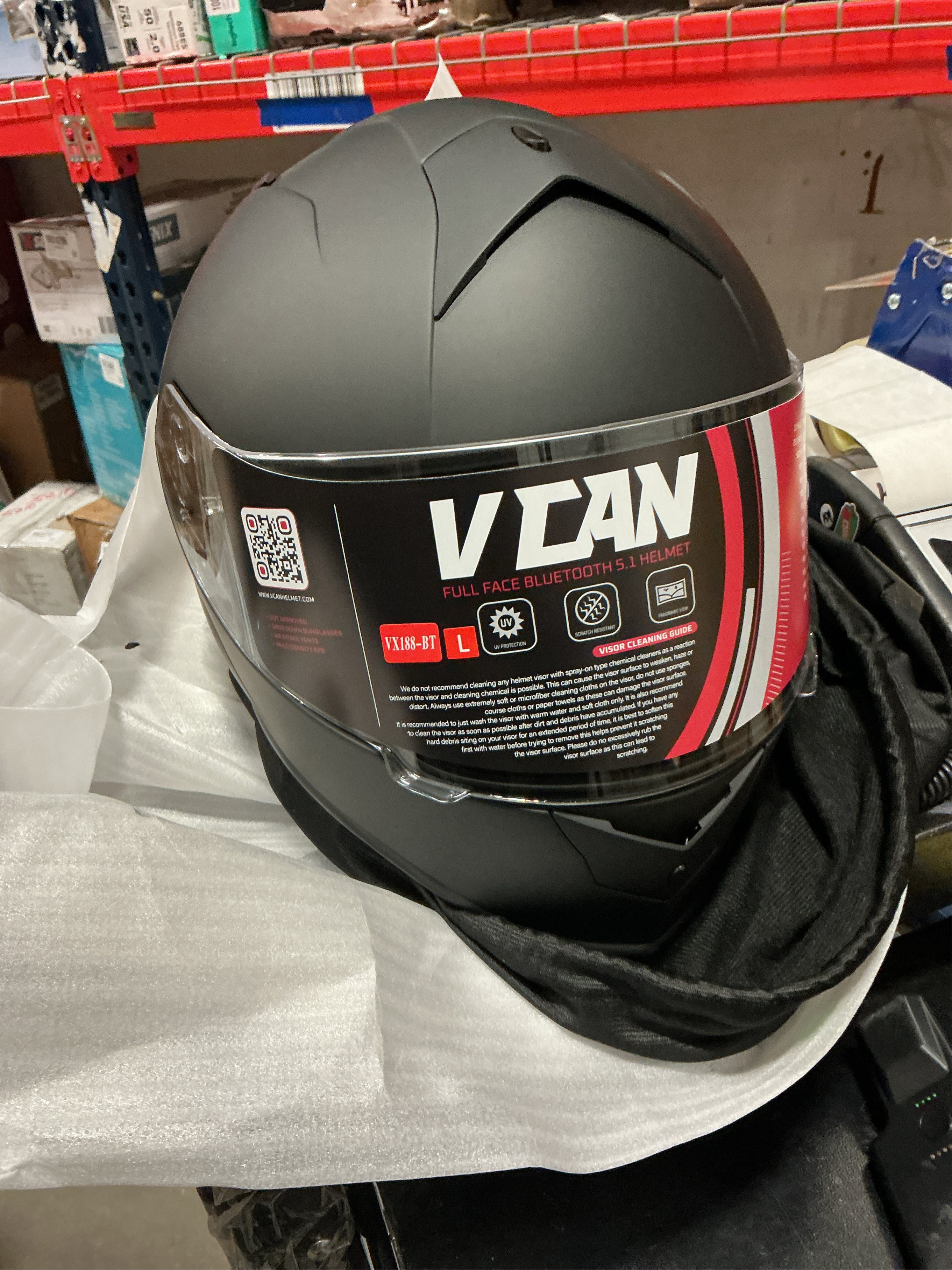 VCAN Bluetooth Integrated Full Face Motorcycle Helmet with Dual Visor