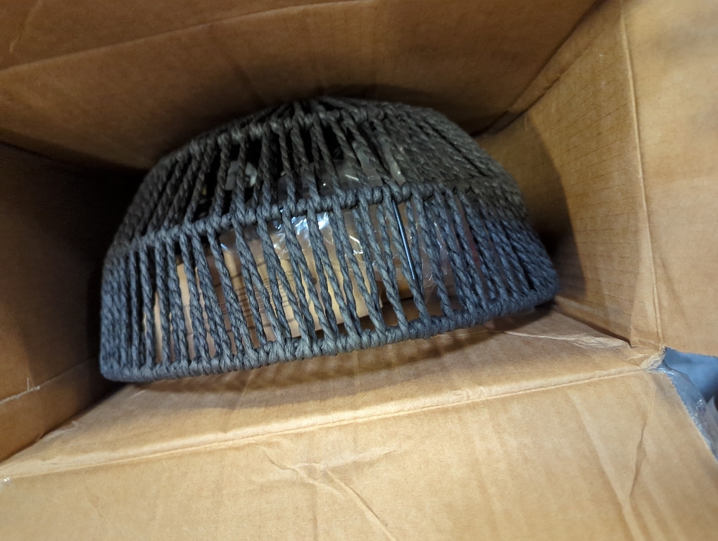 2-Lights Woven Rattan Ceiling Light Fixture, Black Farmhouse Hand-Woven Cage Semi Flush Mount Ceiling Light, Small Boho Coastal Basket Close to Ceiling Light for Bedroom Hallway Nursery Entryway