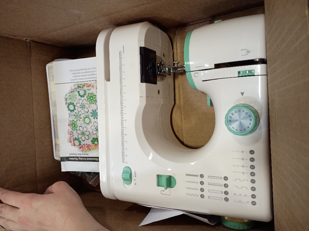 Twin Needles Sewing Machine, Double Needle and Double Thread, 16 Stitch Applications, Lightweight Household Electric Sewing Machine for beginners, with Foot Pedal, Light, Storage Drawer, Accessory Kit