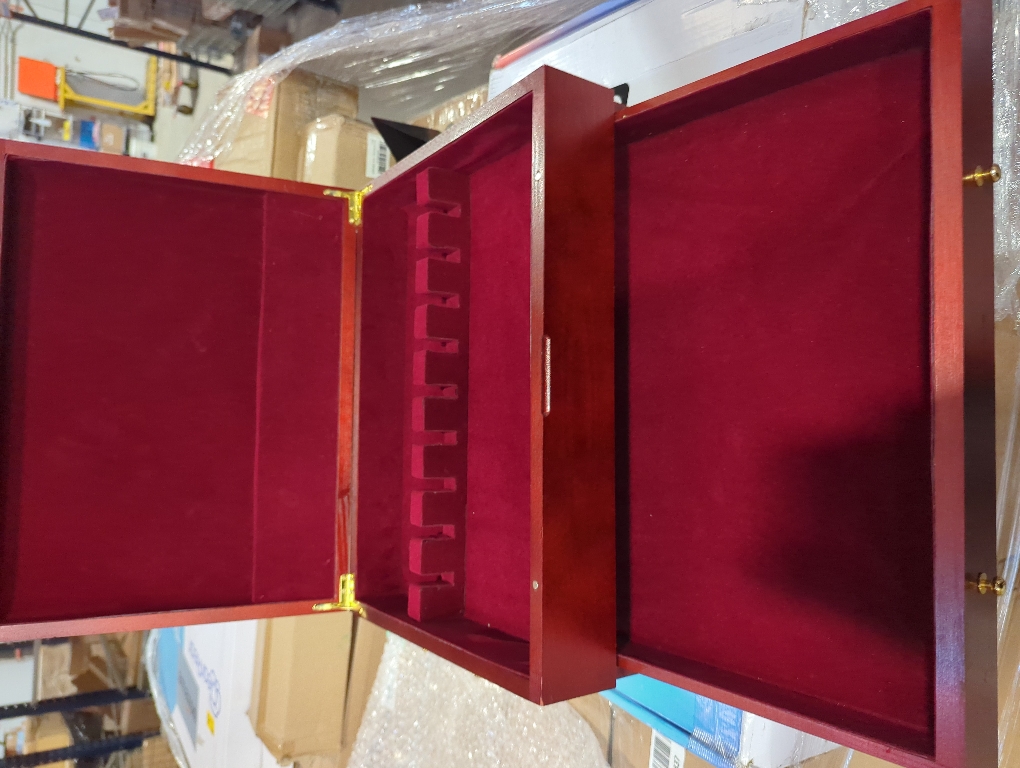 Silverware Storage Box, Kitchen Drawer Organizer, Drawer-containing flap-type storage box, Wood Chest, with Tarnish Proof Felt Lined, Storage Silver Chest for Kitchen (2 layer)