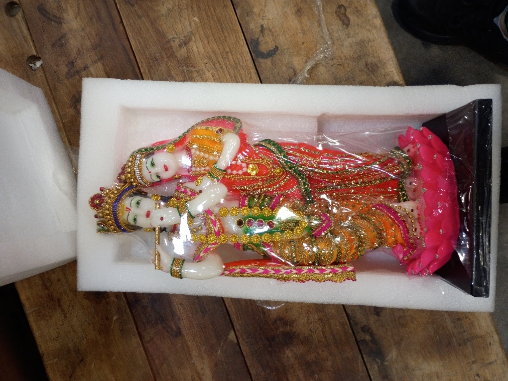 eSplanade Radha Krishna Kishan Standing on a Lotus Murti Idol Statue Sculpture - Resin - 16 Inches