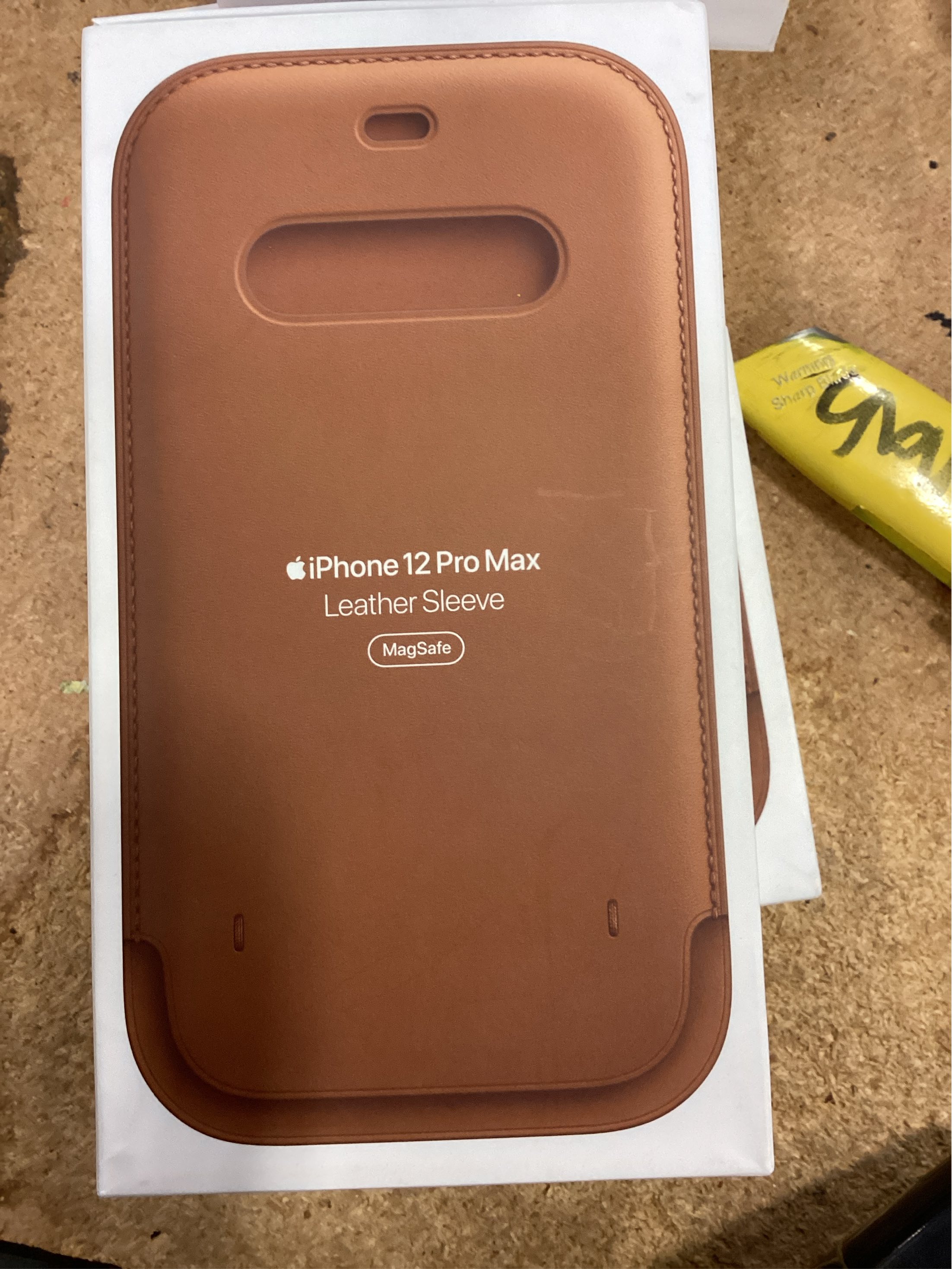 Official Leather Sleeve for MagSafe for iPhone 12 Pro Max - Saddle Brown