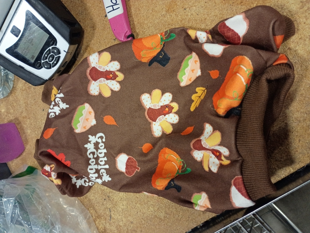 Dog Thanksgiving Pajamas, Turkey Pumpkin Pjs Pet Outfit Clothes Costume, Fall Winter for Small Dogs Boy Girl, Cat Apparel, Brown, S