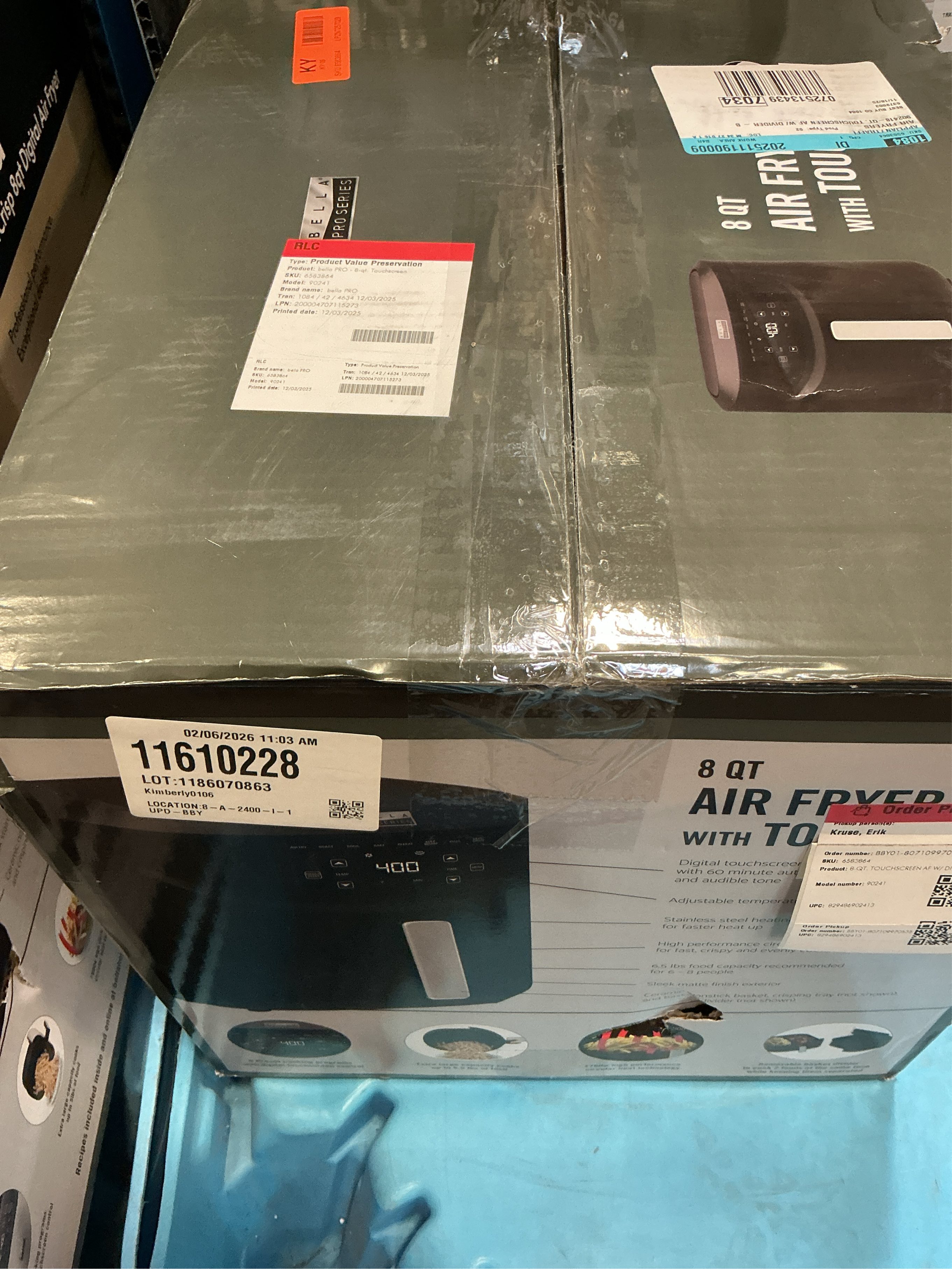 Bella PRO - 8-qt. Touchscreen Air Fryer with Divided Basket - Matte Black