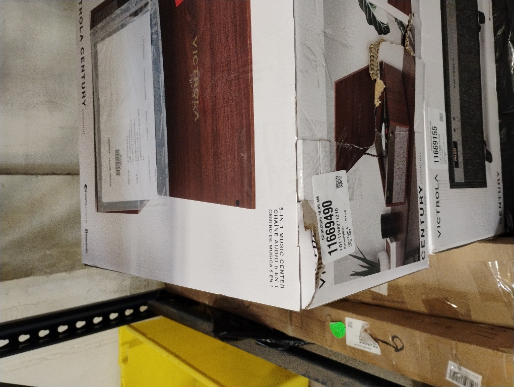 Victrola Century Essential - 5-in-1 Vinyl Record Player & Music Center – 3-Speed Turntable, CD Player, VINYLSTREAM, Bluetooth & 3.5mm Aux, Record Player with Speakers, Mid Century Design (Walnut)