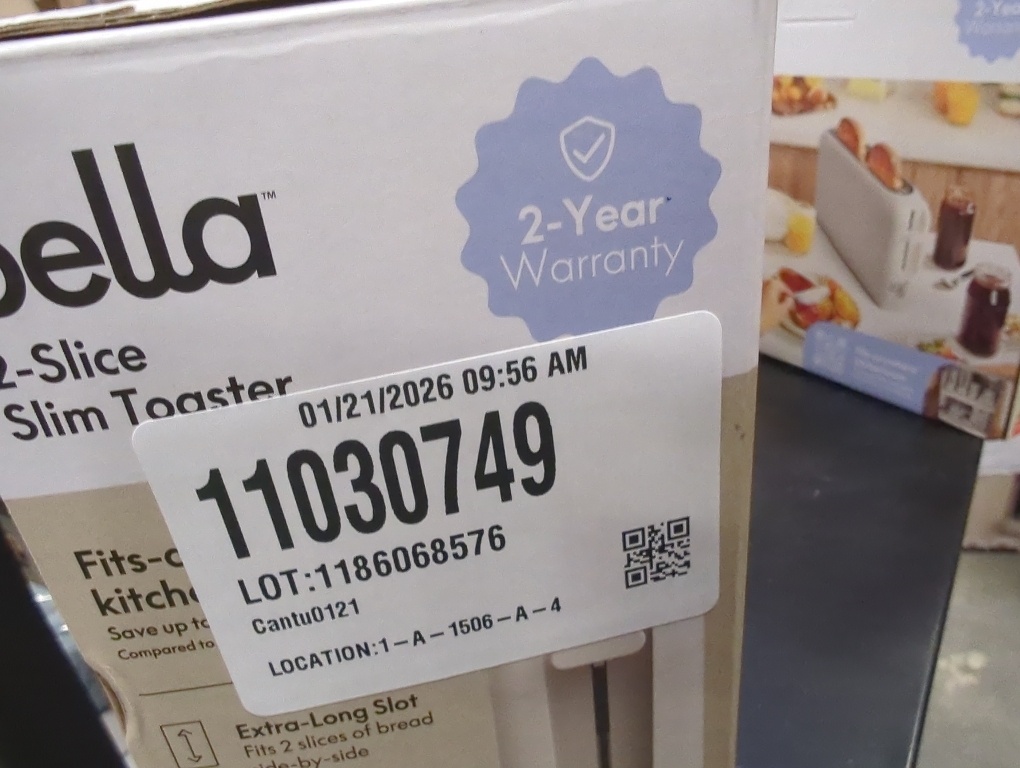 bella 2 Slice Slim Toaster, Fits-anywhere™ Kitchenware, 6 Setting Shade Control with Reheat & Cancel Buttons, Fits sourdough, 10” Long Slot, Anti Jam & Auto Shutoff, 900 Watt, Oatmilk