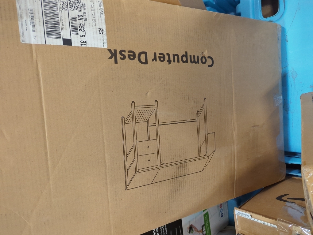 Grandder Gaming Desk 40 Inch with Power Outlet and LED Light, Computer Desk with Reversible Shelves and Storage Drawer, Pc Small Desk for Home Office Table with Bag, Carbon Fiber Black