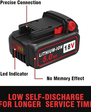 Upgraded 1Pack 18V 5.0 Ah Replacement Battery