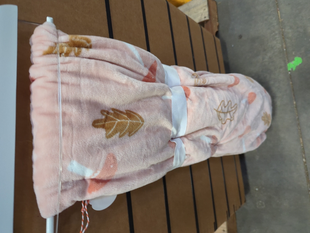 Deco Soft Plush Throw Pink Leaf and Mushroom Pattern