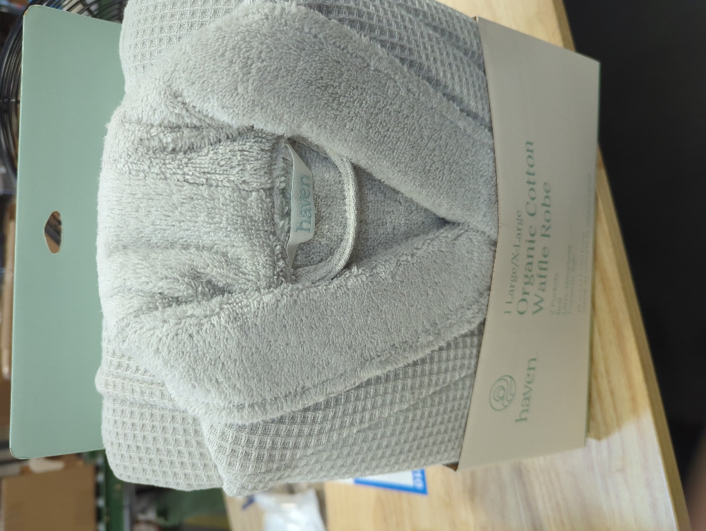 Haven Waffle Large/X-Large Organic Cotton Robe in Lunar Rock