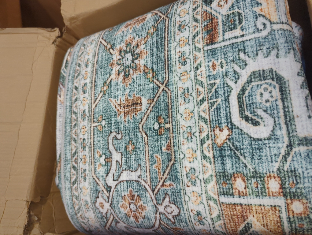 8x10 Area Rugs for Living Room, Stain Resistant Neutral Washable Rugs for Dining Room, Floral Vintage Non-Slip Thin Large Size Area Rug （Green）